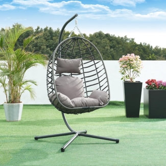 Hängesessel Kandsvas mit Gestell 198x110x95 cm Grau [en. casa]