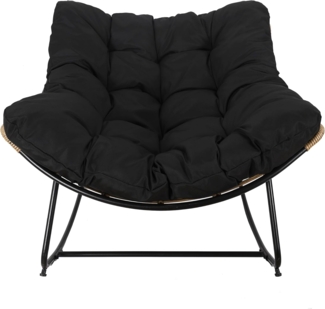HOME DECO FACTORY Outdoor, Tulum, Eisen, Gartenei, gepolsterte Sitzfläche, Rattan-Effekt, UV-beständig, Schwarz, Schaukelstuhl