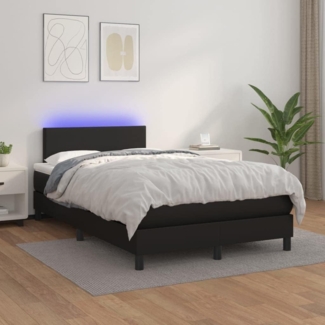 vidaXL Boxspringbett mit Matratze & LED Kunstleder Schwarz 120x200 cm
