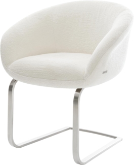 Freischwinger Vinka-Flex mit Armlehnen Bouclé Soft Beige Freischwinger flach Edelstahl Taschenfederkern