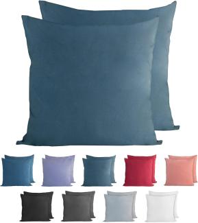 Komfortec 100% Baumwolle Kissenbezüge 2er Set 40x40 cm, Superweicher Premium Jersey Kopfkissenbezug 150 g/m², Kissenhülle, Petrolblau