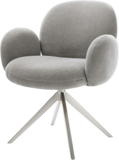 Drehstuhl Nube-Flex mit Armlehnen Strukturstoff Soft Grau Kreuzgestell breit Edelstahl 360° drehbar Wippfunktion Taschenfederkern