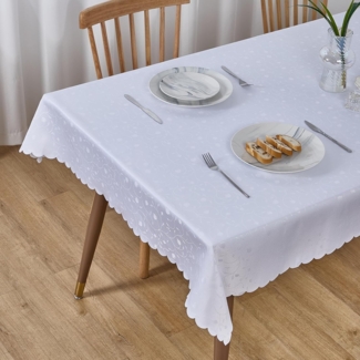 Simurq Tischdecke Abwaschbar - Lotuseffekt, Wasserabweisend & Pflegeleicht Tischdecken (Tischdecke weiß Grau Beige Tischdecke Rund - Tischtuch Table Cloth)