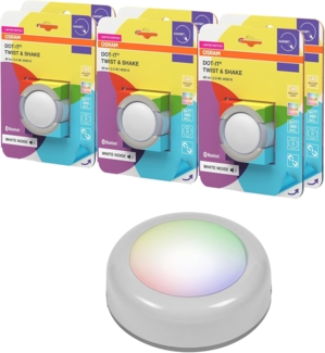 OSRAM SMART+ DOT-IT TWIST & SHAKE, smartes mobiles Nachtlicht oder Kinderlicht mit 16 Mio RGB Farben, steuerbar über Druck & Rotation oder App, magnetisch, Schlaffunktion mit Ambientgeräuschen, 6er