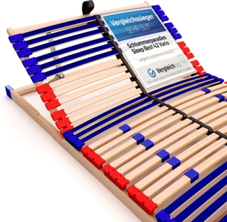 stabiler Lattenrost 100% BUCHE Lattenrahmen - Kopfteil verstellbar - SCHULTERFRÄSUNG, 7 Zonen, 42 Federleisten, Härte-Regulierung, Mittelgurt - VARIO SLEEP BEST 42® unmontiert (140x200 cm)