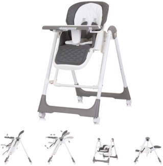 Chipolino Kinderhochstuhl 2 in 1 Milk Shake, verstellbar, Babyschaukel, Räder dunkelgrau