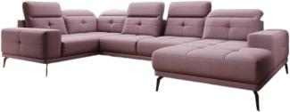 Designer Sofa Nerio mit verstellbarer Kopf- und Rückenlehne Stoff Rosé Rechts