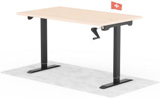 manuell höhenverstellbarer Schreibtisch EASY 140 x 80 cm - Gestell Schwarz, Platte Eiche