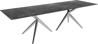 Esstisch Edge 300x100 Keramik Laminam®Nero Greco Anthrazit Estelar rund Edelstahl