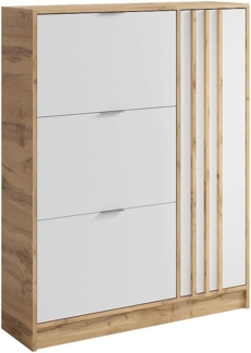 Vente-unique - Schuhschrank mit 1 Tür und 3 Klappenfächern - Natur & Weiß - JANAKIA
