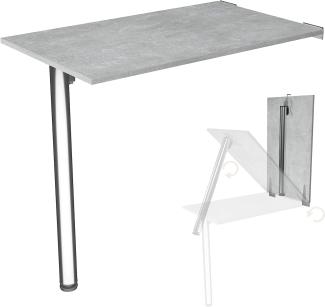 Wandklapptisch mit Tischbein Schreibtisch Tischplatte 80x50 cm in Beton Klapptisch Esstisch Küchentisch für die Wand Stabiler Bartisch Wandtisch Tisch klappbar zur Wandmontage im Büro Küche