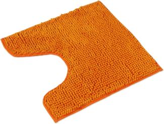 WohnDirect Badematte 45x45cm MIT WC Ausschnitt | Orange - rutschfest & Waschbar - Badezimmerteppich zum Set kombinierbar, Badvorleger, WC Garnitur, Badteppich