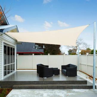 AXT SHADE Sonnensegel Wasserdicht Rechteckig 2,5x3 m Wetterschutz Sonnenschutz PES Polyester mit UV Schutz für Terrasse Balkon Garten-Creme(Wir machen Sondergrößen)