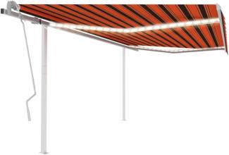 Gelenkarmmarkise Einziehbar mit LED 4,5x3 m Orange und Braun