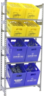 Simon Rack Getränkekistenregal für 8 Kisten, 2000 x 800 x 300 mm, Grau, Freistehendes Metallregal für Wasserkisten, Bierkisten oder Getränkekisten, Für Küche, Garage oder Keller