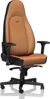 noblechairs ICON Cognac/Schwarz - Gaming Stuhl 150 kg Belastbarkeit - Chefsessel Bürostuhl Ergonomisch - Drehstuhl mit Rollen - Ergonomic Chair Office - Echtleder - Inklusive Kissen