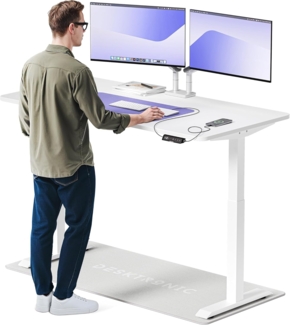 Desktronic Höhenverstellbarer Schreibtisch Elektrisch - Bequem und Schmerzfrei von Zuhause Arbeiten – Schreibtisch Höhenverstellbar Elektrisch (Weißes Gestell + 160x80 Weiße Tischplatte)