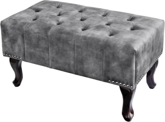 riess-ambiente Fußhocker CHESTERFIELD 80cm grau / dunkelbraun (Einzelartikel, 1 St), Wohnzimmer · Samt · Wellenunterfederung · Chesterfield Design