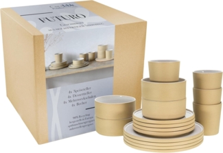 CreaTable 21532 Kombiservice Futuro für 4 Personen, Steinzeug, sand (1 Set, 16-teilig)