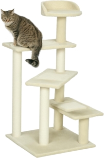 PawHut Kratzbaum mit Sisalsäulen, Katzenkratzbaum, Katzen Kletterbaum, Katzenbaum, Beige, 50 x 50 x 100 cm