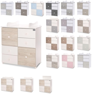 Lorelli Kommode Cupboard 83 x 71 x 96 cm, 4 Schubladen, 2 Türen mit Regalboden grau weiß