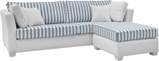 Sofa 3-Sitzer Hooge in creme und blau Set inkl. Hocker 240 cm
