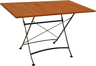 DEGAMO Gartentisch HOFGARTEN (1-St), 70x120 cm rechteckig, Stahl schwarz + Eukalyptus, klappbar
