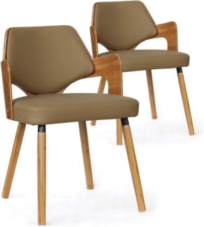 Menzzo Dima Set mit 2 Skandinavischen Stühlen Naturholz & Taupe