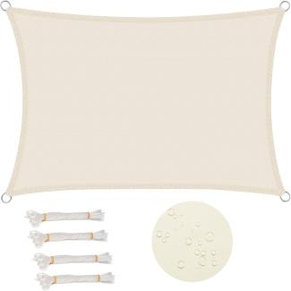 WOLTU Sonnensegel Rechteck 4x6 m Creme wasserabweisend Sonnenschutz Polyester Windschutz mit UV Schutz für Garten Terrasse Camping