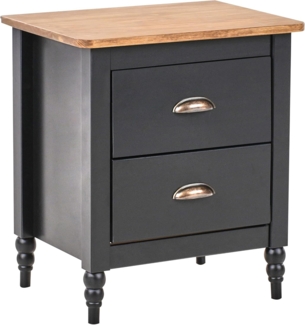 Nachttisch mit 2 Schubladen SHILLINGTON Kiefernholz Braun Schwarz