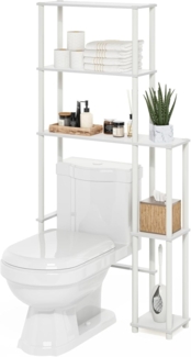 Furinno Turn-N-Tube platzsparendes WC mit 5 Regalen, Weiß/Weiß