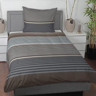 Traumschlaf Satin Bettwäsche Orsa braun grau|240x220 cm + 2x 80x80 cm