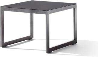Sieger 602/G Loungetisch mit lackierter Glasplatte, Aluminium Eisengrau 60 x 44 x 60 cm