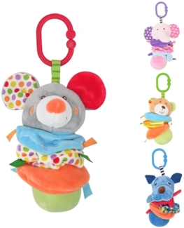 Lorelli Baby Plüschtier, Vibration, C-Ring, Faltenzonen, Greifling, Spielbogen grau