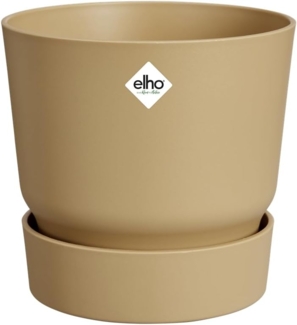 elho Greenville Rund 20 - Blumentopf für Innen und Außen - Selbstbewässerungstopf - 100% Recyceltem Plastik - Ø 19.5 x H 18.4 cm - Beige/Goldener Sand