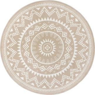 Kurzflor Teppich Valencia Ivory Creme Rund - 140 cm Durchmesser