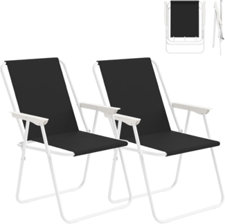 WOLTU Campingstuhl Faltbar, 2er Set, Faltstuhl Klappstuhl Komfortable, Angelstuhl Ultraleichter mit Armlehnen für Picknick, Outdoor, Wandern, Garten, Balkon, Schwarz, CPS8151sz-2