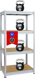 PROREGAL Schwerlastregal Dino 180 x 90 x 60 cm Fachlast 600kg Verzinkt, Garagenregal, Lagerregal, Steckregal, Kellerregal