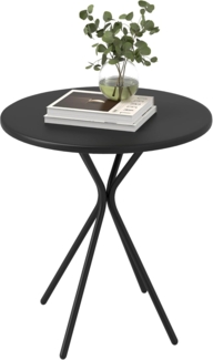 Outsunny Gartentisch mit Fußpolster (runder Esstisch, 1-St, wetterfest Balkontisch aus Stahl), Ø60 x 70 cm, für Garten Terrasse Balkon Schwarz