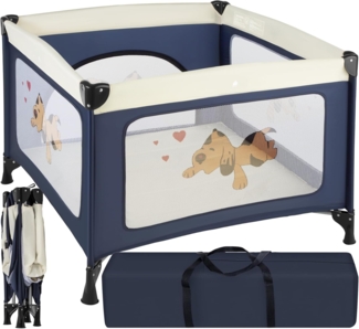TecTake Kinder Reisebett Laufstall mit Babyeinlage - diverse Farben - (Navy Blau | Nr. 402205)