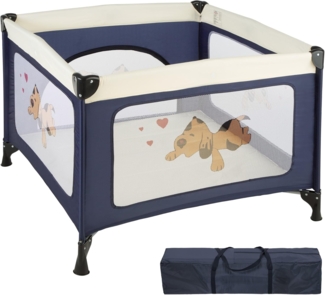 TecTake Kinder Reisebett Laufstall mit Babyeinlage - diverse Farben - (Navy Blau | Nr. 402205)