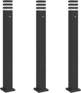 vidaXL Wegeleuchten mit Bewegungsmelder 3 Stk. Schwarz 110cm Aluminium 4006404