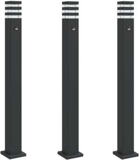vidaXL Wegeleuchten mit Bewegungsmelder 3 Stk. Schwarz 110cm Aluminium 4006404