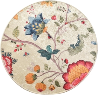 Badteppich Blumen Orange Blau