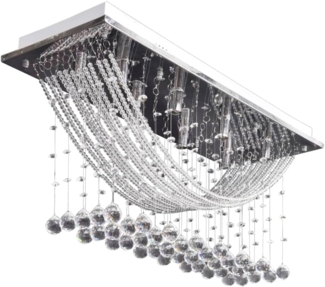 Weiße Deckenlampe mit funkelnden Glasperlen 8 x G9 29 cm
