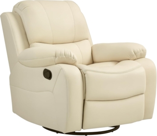 HOMCOM Relaxsessel 135° neigbar, mit Fußstütze, belastbar bis 150 kg (Fernsehsessel, 1-St, Liegesessel), für Wohnzimmer, Cremeweiß