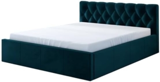 Polsterbett VOG 90x200 mit Matratze, Bettkasten und Lattenrost. Farbe: Pfau 36