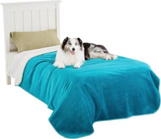 Lesure wasserdichte Hundedecke Grosse Hunde - 152x203cm waschbar Hundedecke Outdoor, XL Hundedecke Sofaschutz aus Sherpa Fleece, Katzendecke flauschig für Couch, Blaugrün