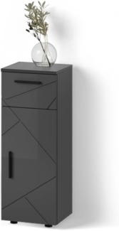 Livinity® Midischrank Ronco, Anthrazit Hochglanz/Grau, 30 x 81 cm