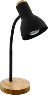 Eglo 98831 Tischleuchte VERADAL E27 1X40W Holz, Kunststoff, Stahl schwarz, braun B:12,5 H:49cm mit Kabelschalter